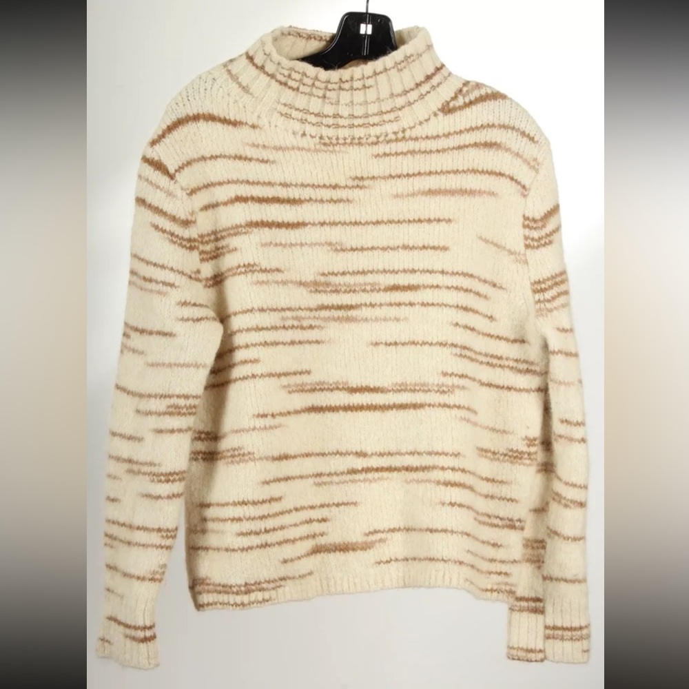 Banana Republic Women’s Sweater Small Petite White Brown Striped Pullover Knit